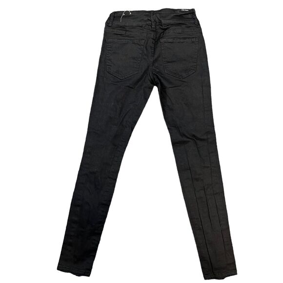 Almost Famous Womens Denim Skinny Jeans Pants Distressed Black Size 3 - Picture 4 of 8